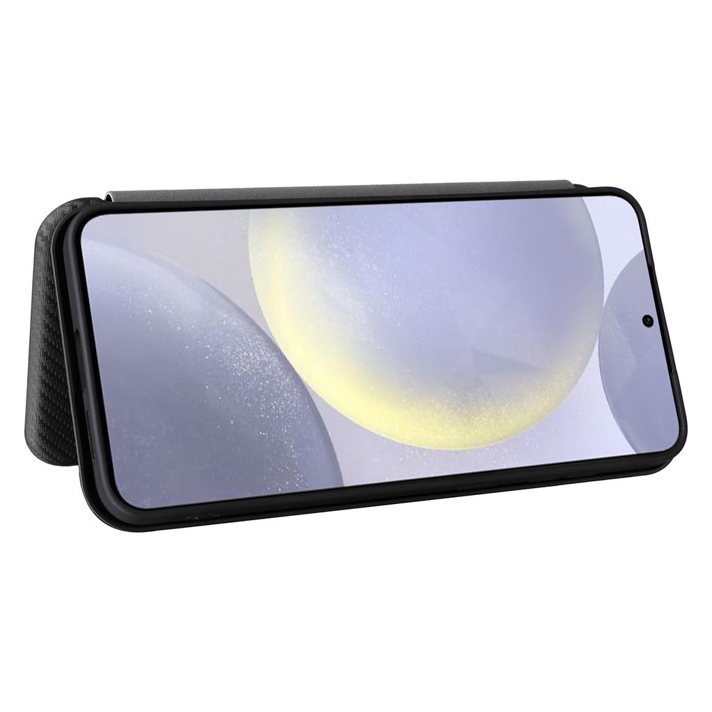 For Samsung Galaxy S25 FE Case Carbon Fiber Texture Drop-Proof PU Leather Phone Cover