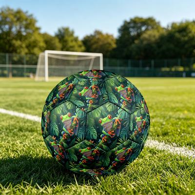 1pc Jungle Frog Adventure Theme Soccer Ball Football, Size 5, Lightweight PVC, Outdoor Training Soccer Ball,Sports Gift T61459