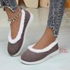 New Style Shoes with Fleece Lining and Waterproof Fabric, Low Heel, Single Shoe, Women's Round-toe Cotton Shoes
