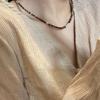 S925 Sterling Silver Niche Design Car Flower Glitter Tiger'S Eye Stone Necklace Handmade Beaded Fashionable Collarbone Chain