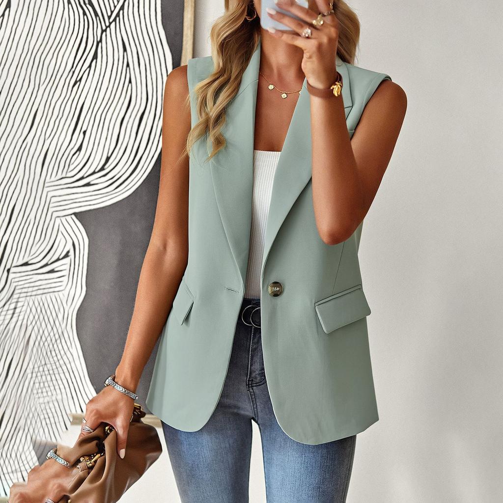 Women's Sleeveless Waistcoat Vest, Light Gray, Multiple Colors, Casual Office Wear
