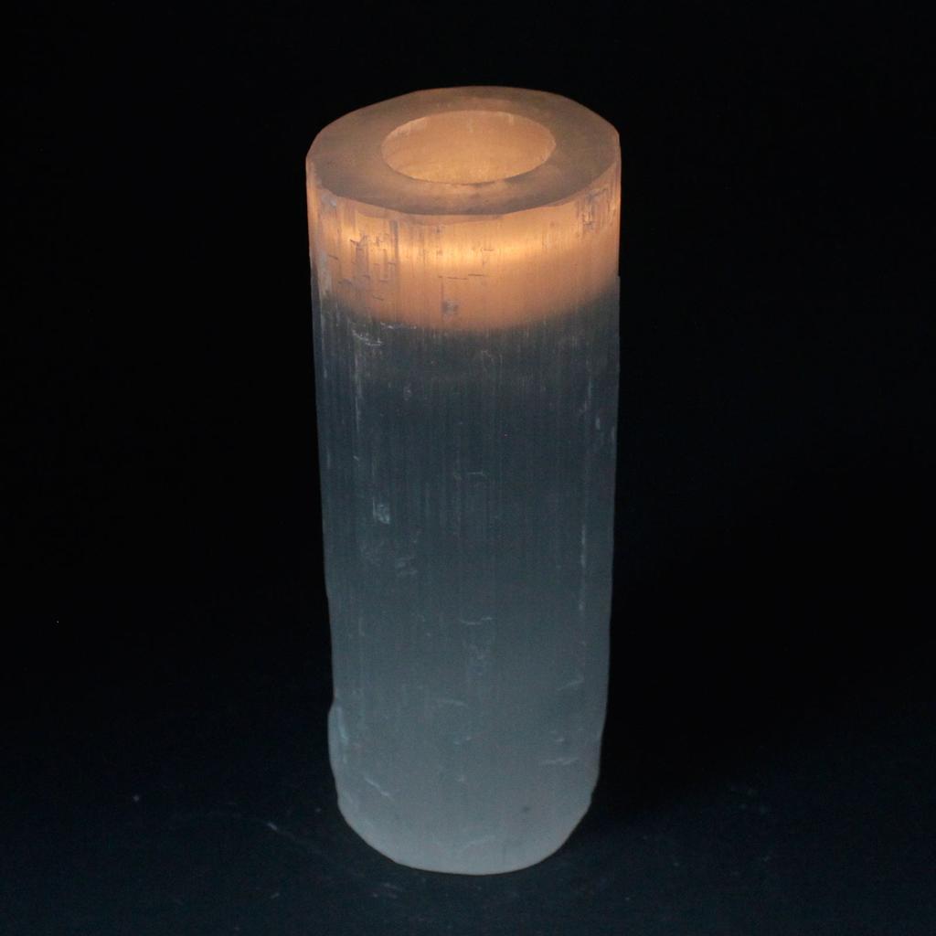 Castiçal de Selenite Cilindro 20 cm
