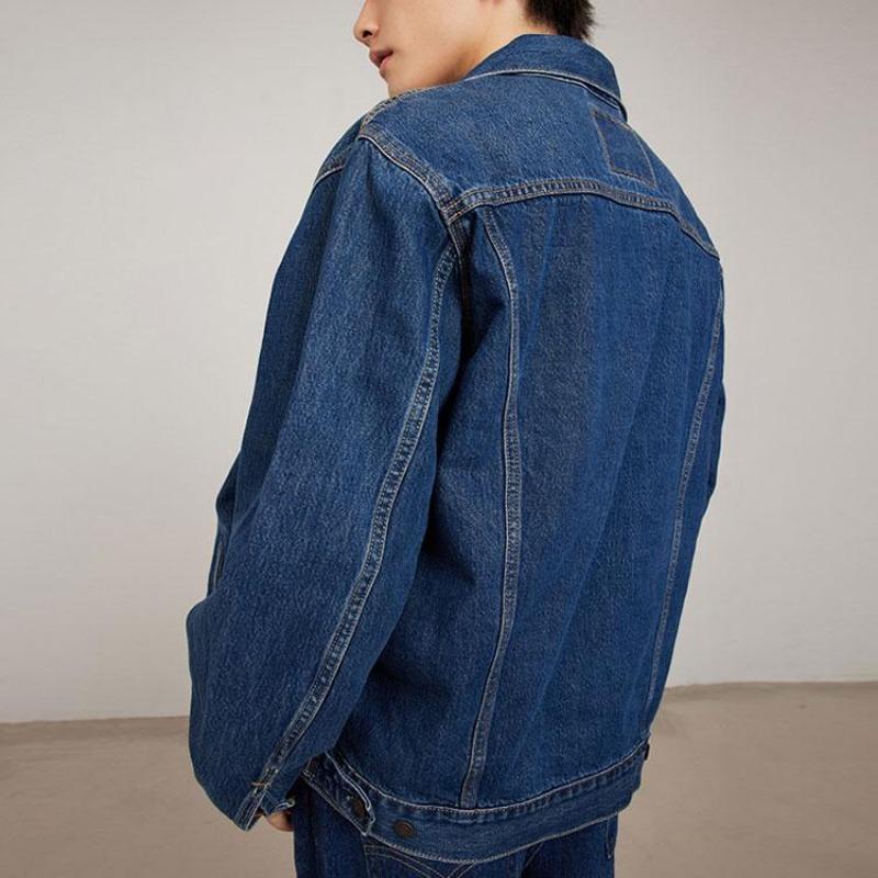 Levis Baumwolle Langarm Button-Down Jeansjacke Unisex Jacken Blau 85248-0019