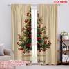 2pcs,2D Plane Printing Contemporary Curtains Charming Vintage Christmas Tree Polyester Easy Install (without Rod) Decorations