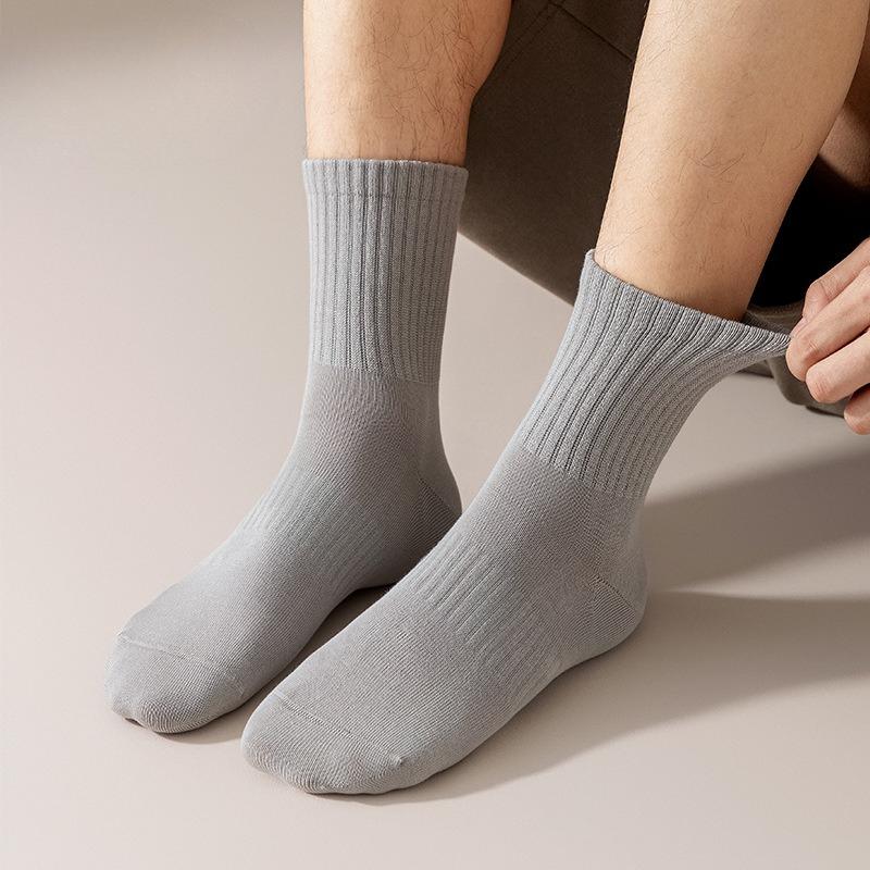 Men's Autumn and Winter Pure Cotton Mid-calf Socks, Business Men's Cotton Socks, Black Long Socks