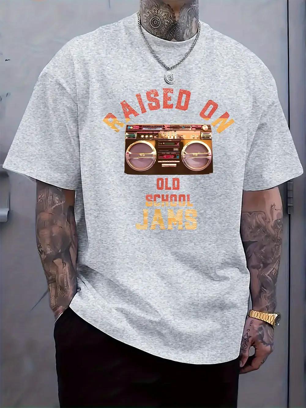 

Raised on Old School Jams Graphic T-shirt - Casual Crew Neck XXXXL