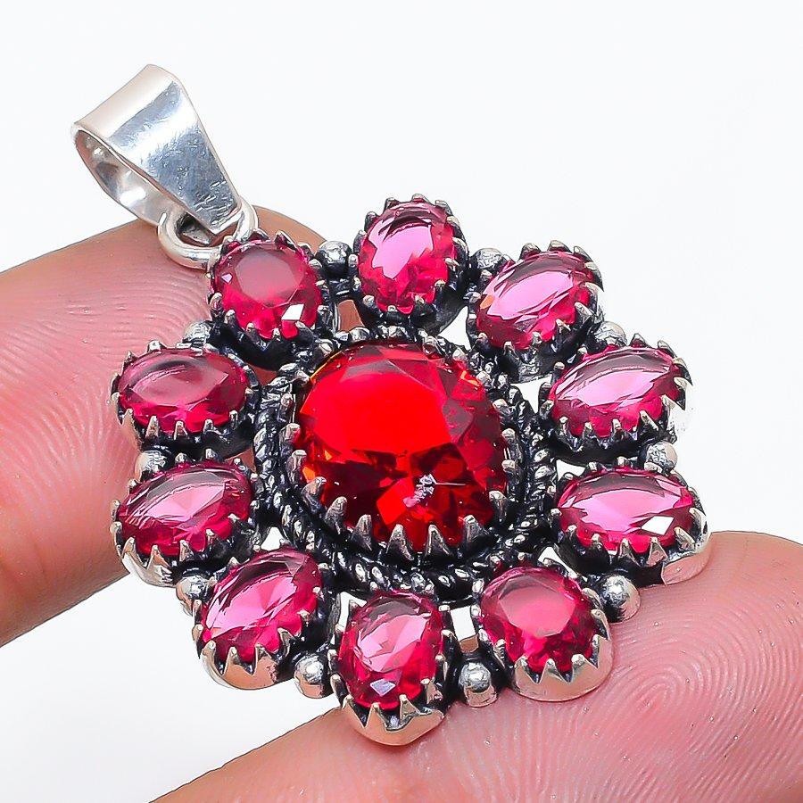 Натуральный мозамбикский гранат 925 пробы стерлингового серебра Кулон-подвеска 1,77  AP-14384