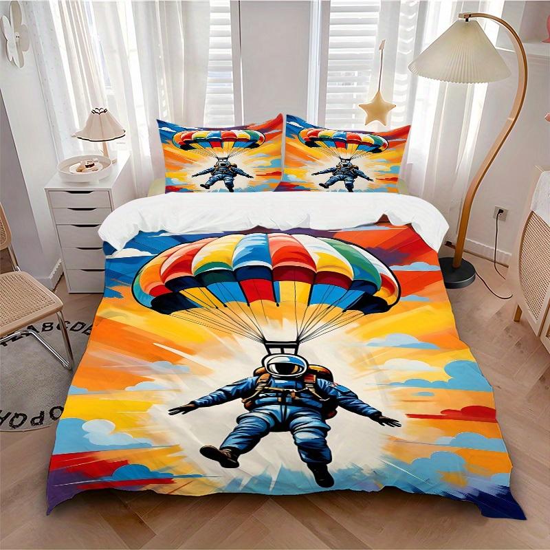 

3pcs Skydiver Parachute Soft and Comfortable Breathability, Bedding Set, Machine Washable, Suitable for All Seasons140 135x200cm