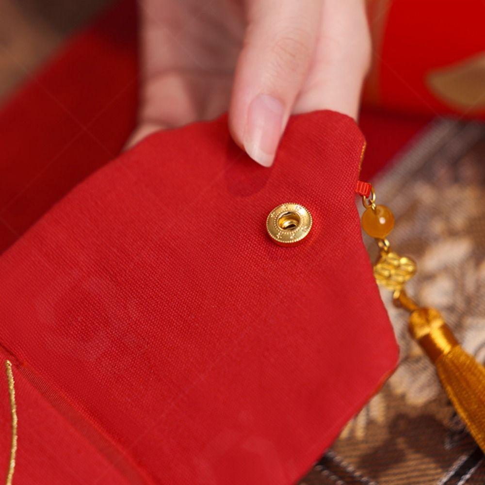 Kreslená červená obálka na Nový rok 2026 s třpytivým matným povrchem, obálka na Jarní festival, svatební obřad