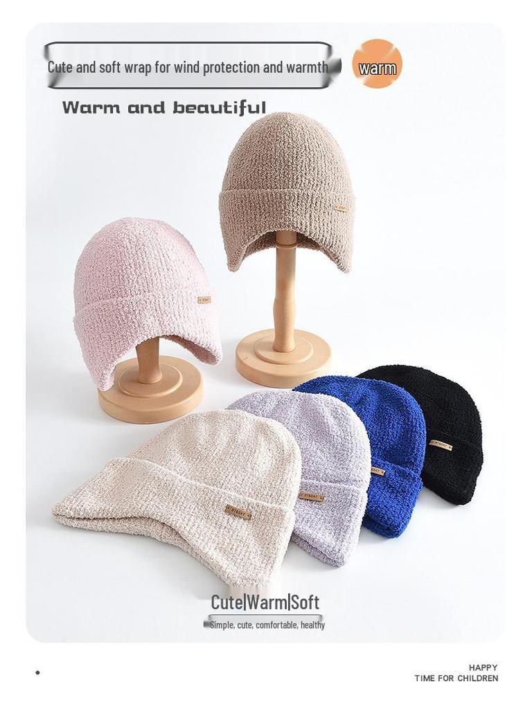 Children's Windproof Wool Hat - Autumn/Winter Knit, Warm Solid Color for Boys & Girls