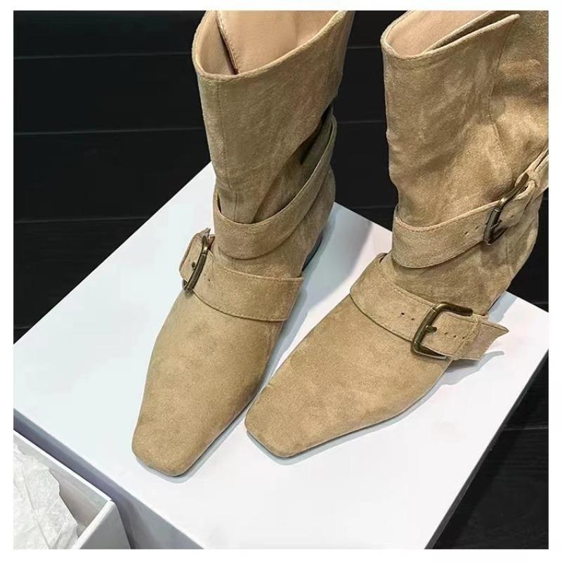 Pointed Toe Chunky Woman Ankle Boots Suede Fashion Designer Walking Shoes Women 2025 Trend Winter Eleglant Dress Mujer Zapatos