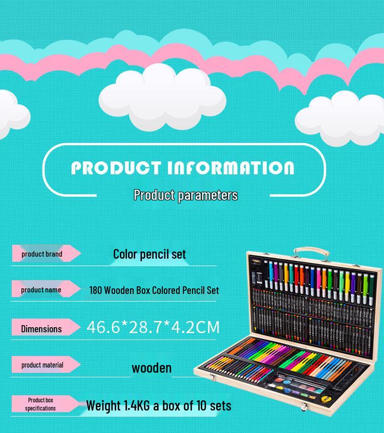 Children's Art Set: 180 Paintbrushes, Watercolor Pencils, Crayons, and 162 Colored Pencils