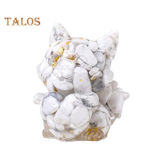 Natural Stone Nine-tailed Fox Figurine Positive Healing Energy Hand-carved Colorful Faux Crystal Love Heart Animal Statue Desktop Decoration Ornament