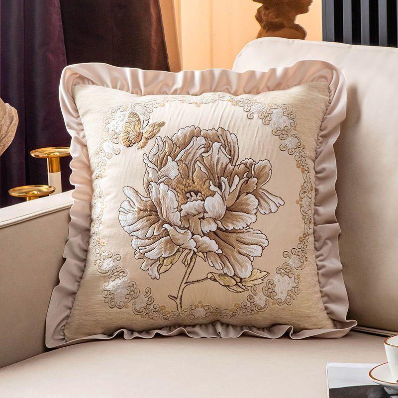 

Диван для гостиной Трехмерная подушка Изголовье Вышитая подушка Наволочка Подушка для поясницы Вышитая 48*48