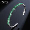 ZAKOL Fashion Cubic Zirconia Cuff Bangles for Women Trendy Baguette Men Open Bracelet Party Jewelry B154