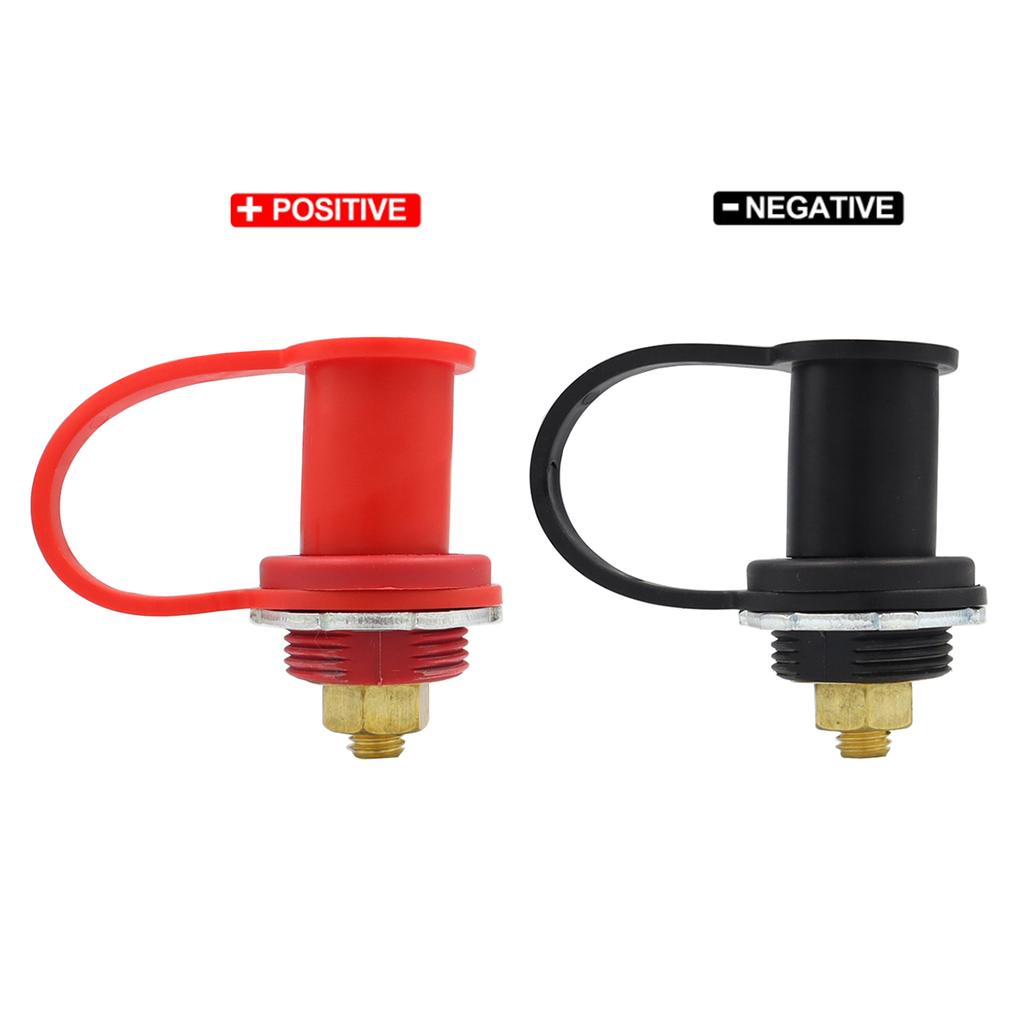 250A 12V Battery Charger Post 3/8" Stud Remote Battery Terminals with Cap M10 Battery Jump Post for Auto Truck Boat ATV