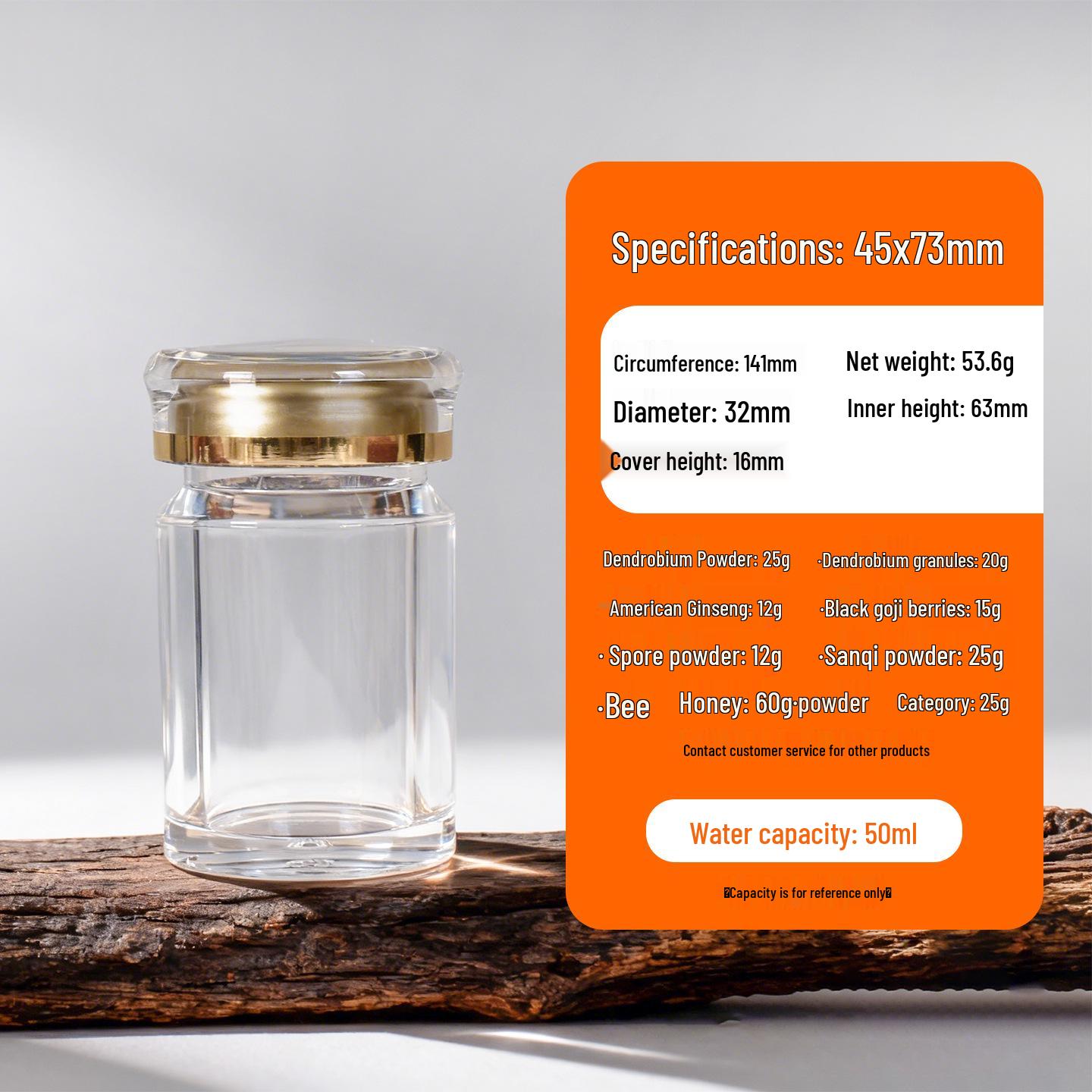 

60ml Double-Layer Sealed Acrylic Medicine Bottle for Tablets, Light-Proof, High-Grade, Holds 30 Capsules for Health Products