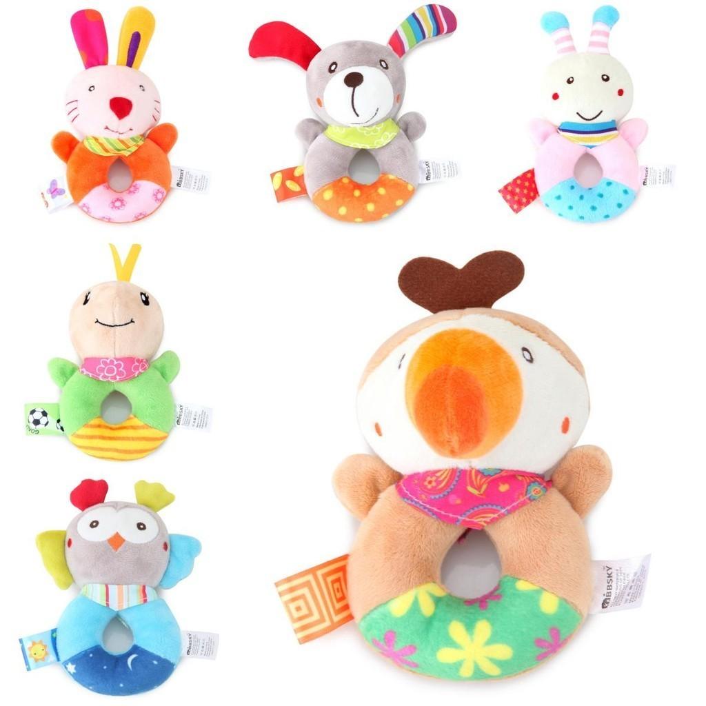 Bbsky Cute Animal Dog Rabbit Rattle Stick Baby Plush Hand Shake Bell Toy Newborn 0-1 Year