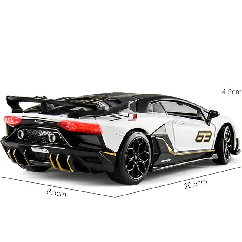 1/24 skala Lambo Aventador SVJ63 odlany model samochodu zabawka, zabawka napędzana typu pull back z dźwiękiem i światłem dla dzieci maluch chłopcy dziewczęta kolekcja prezentów