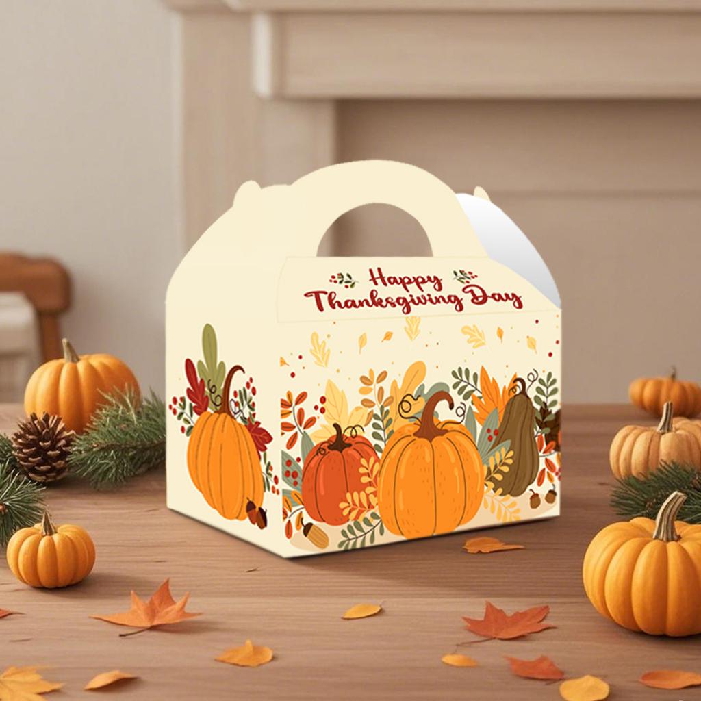 Dekorativ presentförpackning med Thanksgiving-tema Skördefest Kalkonfest Snacks Godis Kartong Handhållen låda Anpassad