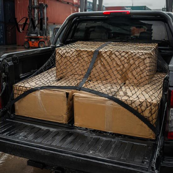 Selbstfahrertour Ausrüstungs-LKW Ladeflächennetz, Bett-Organizer Dehnbares Elastisches Netz Pickup mit 4 Haken für Ladefläche, SUV Kofferraum Offroad Zubehör