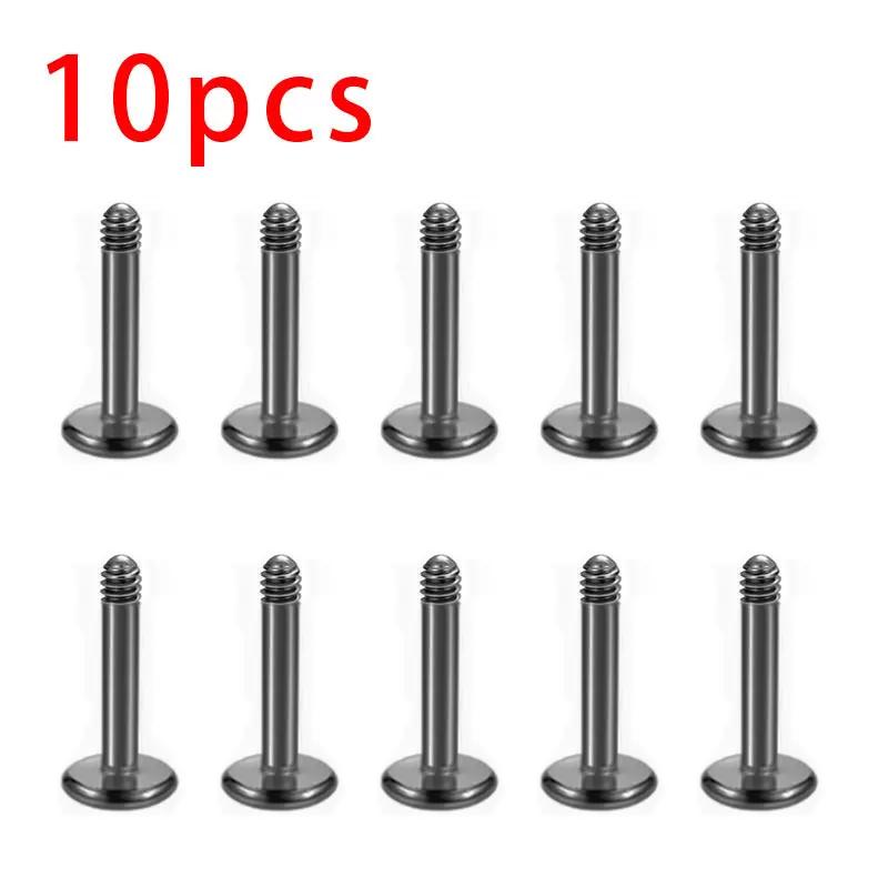 10pcs ASTM F136 Titanium Male Thread Labret Piercing 14G 16G Lab Lip Ear Tragus Replacement Body Jewelry Accessories
