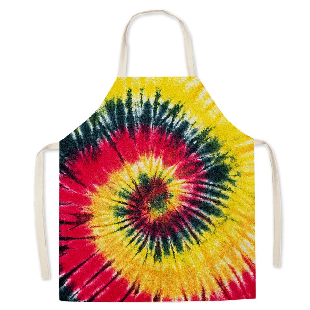 Color Geometric Pattern Cotton and Linen Men Women Kitchen Apron Waterproof Kitchen Apron for Home