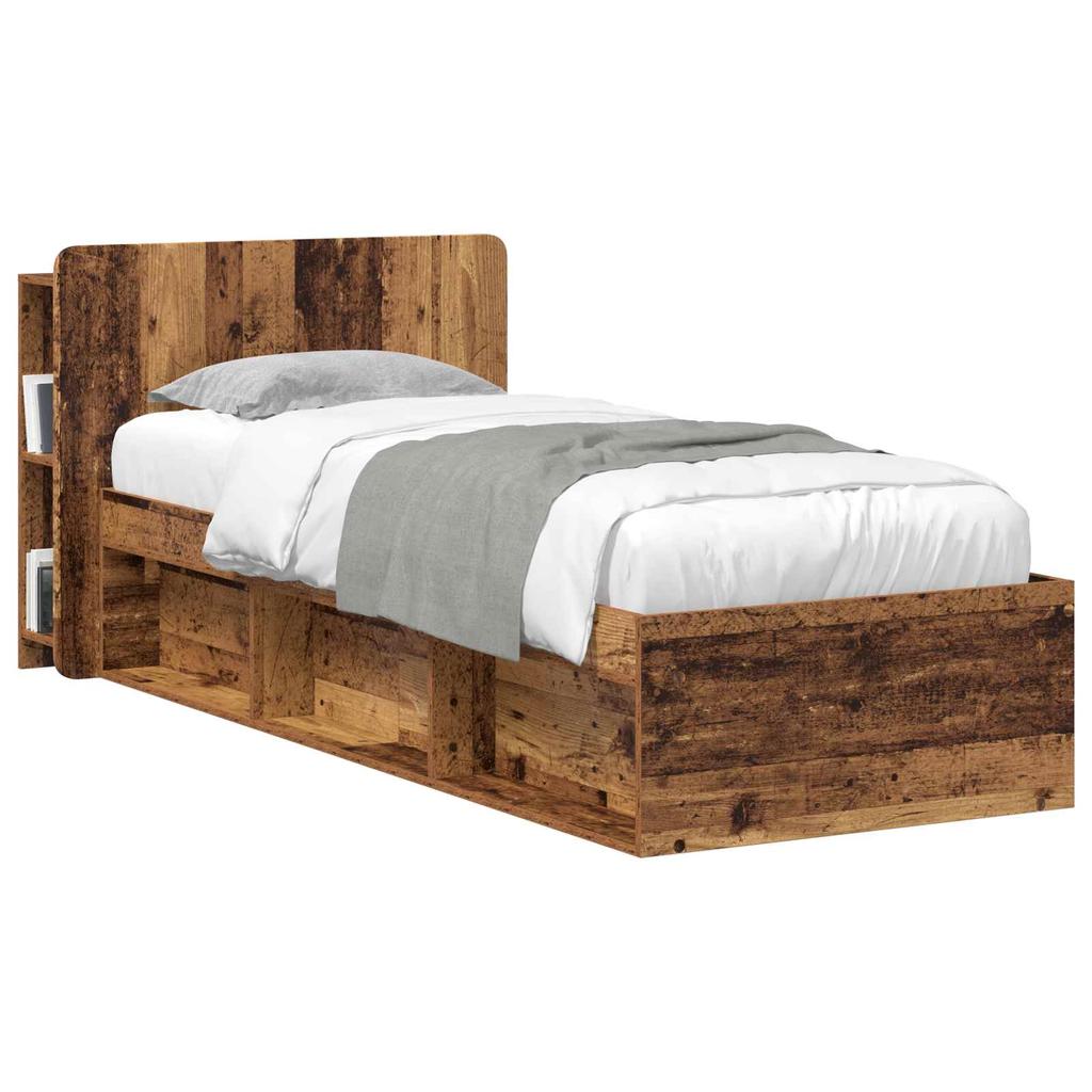 Headboard Cabinet with Storage Reclaimed Wood Effect Wood Based Material