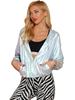 Allegra K Metallic Shiny Long Sequin Christmas Stage Size L Women's Hoodie, Sleeves, Holographic, Costume,