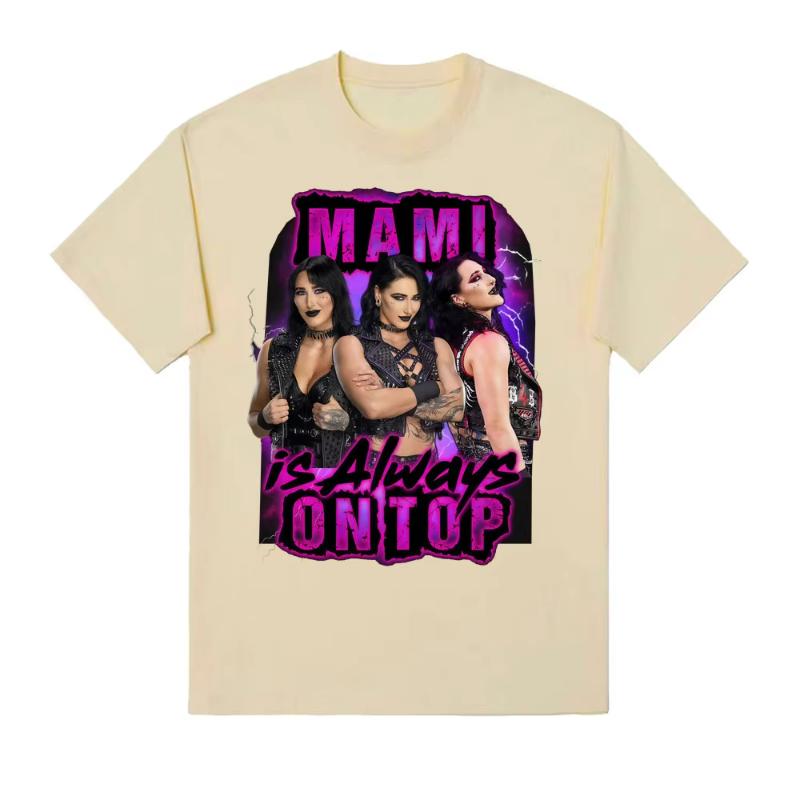 Rhea Ripley Mami Wrestling Wrestler Grafik T-Shirt Herren Damen Mode Retro Kurzarm T-Shirt Sommer Reine Baumwolle Lockeres T-Shirt