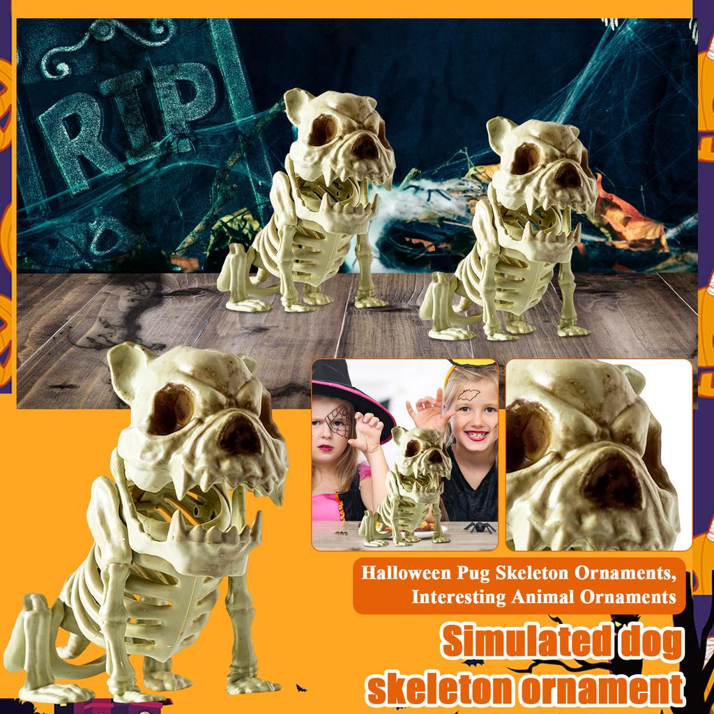 Halloween Pug Skeleton Ornaments, Interesting Animal Ornaments, Add To The Halloween Atmosphere,Suitable For Friends To Send