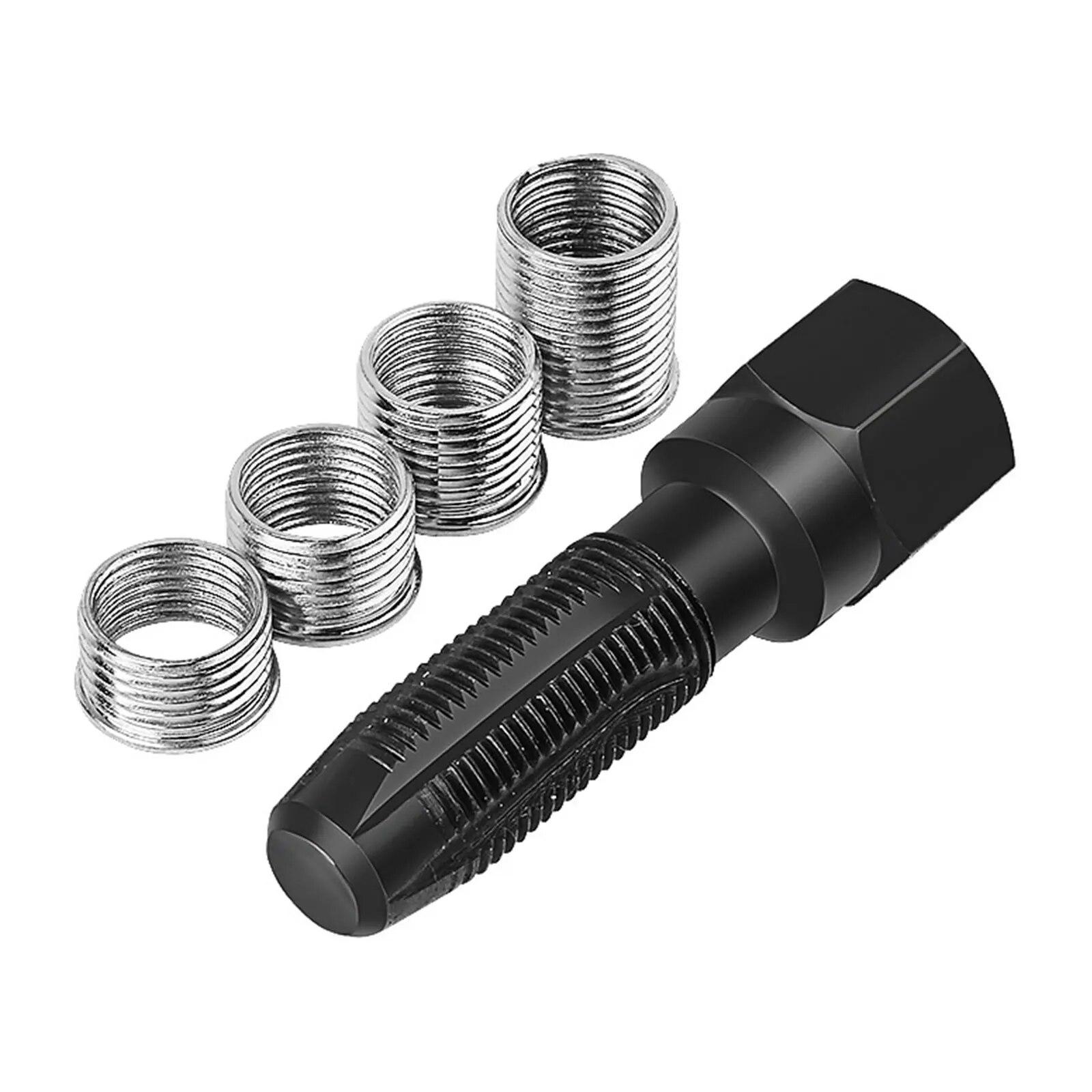 

14 мм автомобильный кран головки блока цилиндров, нарезка свечи зажигания, набор инструментов для ремонта спиральной резьбы, втулка с отверстием для свечи зажигания для ремонта деталей чёрный