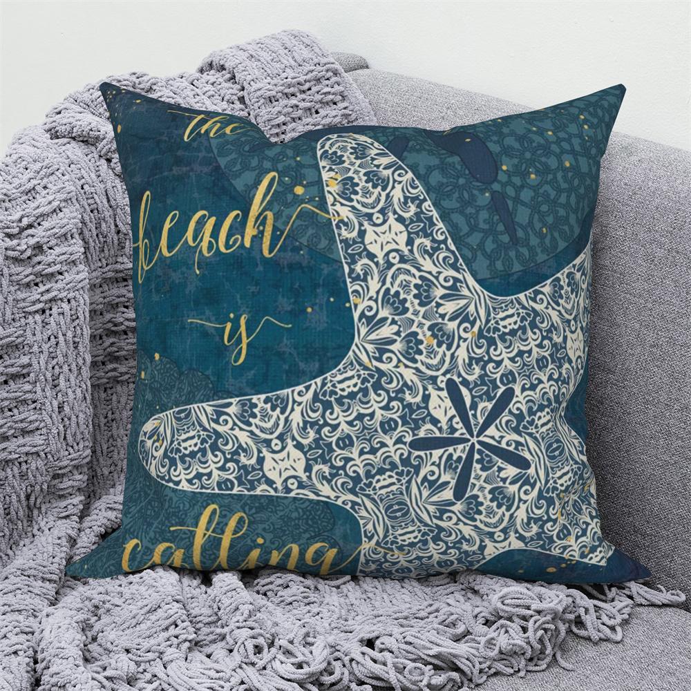Juste de coussin de canapé bleu, taie d'oreiller, décoration de chambre à coucher, océan, mer, animal