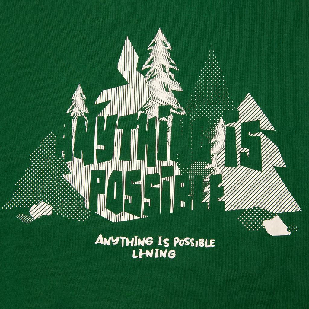 Li-Ning Fashionable Versatile Dopamine Round Neck Letter Pullover Long Sleeve Fleece Knit Sweatshirt Men sweatshirt Eden-Green AWDV377-4