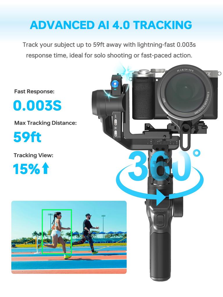 FeiyuTech SCORP Mini 3 Pro Gimbal Stabilizer for Cameras - All-in-One Gimbal with AI Tracking & Remote Handle - Compatible with Sony/Canon/Nikon/GoPro