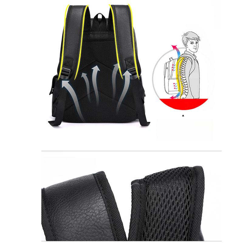 Men Backpack PU Leather Bagpack Large Laptop Backpacks Male Black Schoolbag For Teenagers Boys