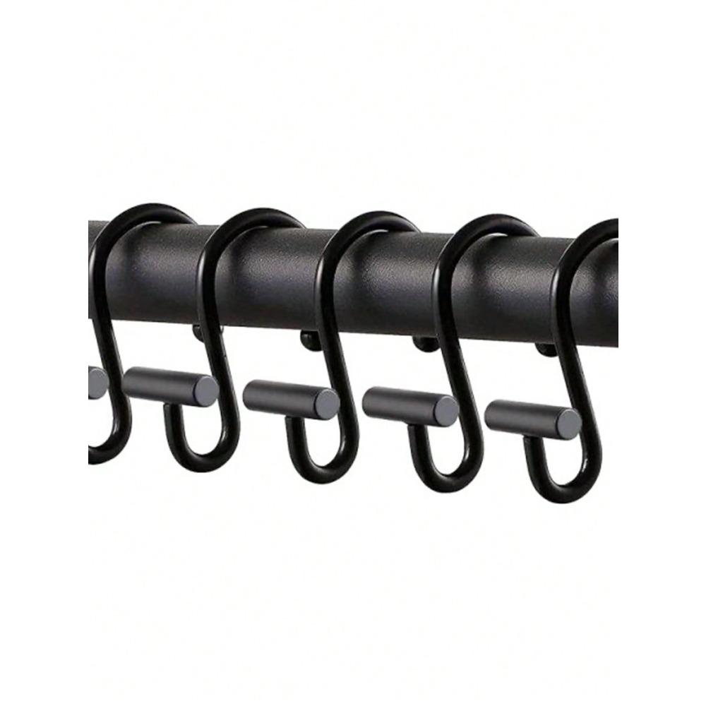 

12 шт./набор Крючок для шторки для душа из железного сплава, Модный однотонный крючок для шторки для душа для ванной комнаты one-size чёрный