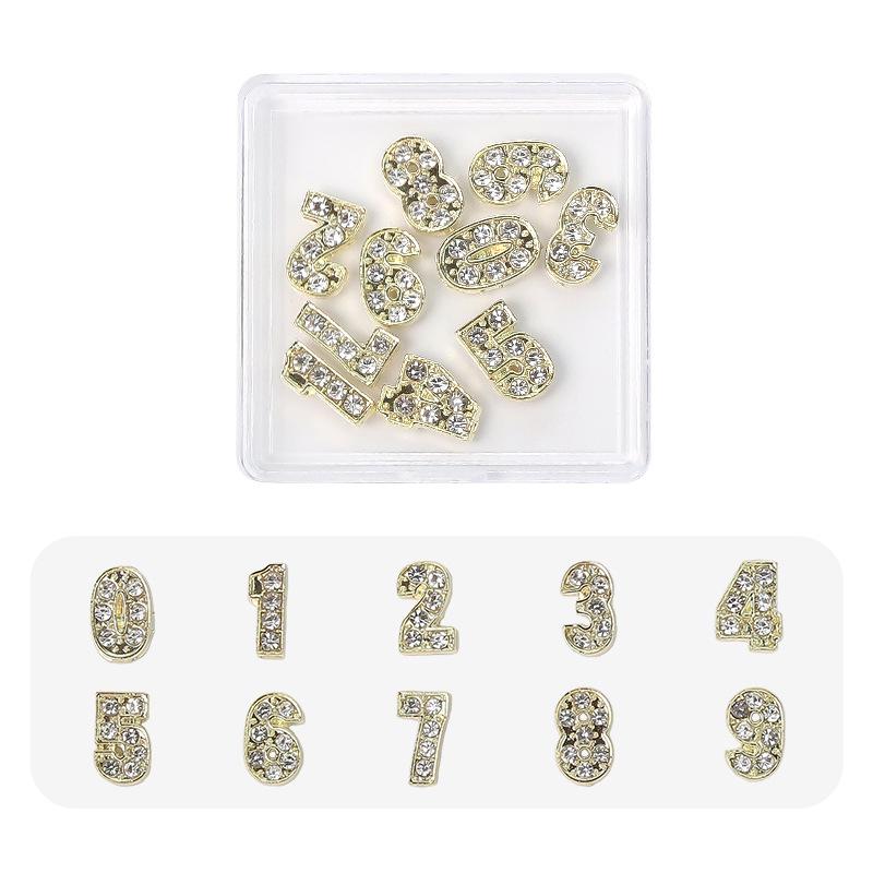 

Versatile Alloy Nail Art: 12 Constellation Letter Ornaments with Metal Inlaid Rhinestones