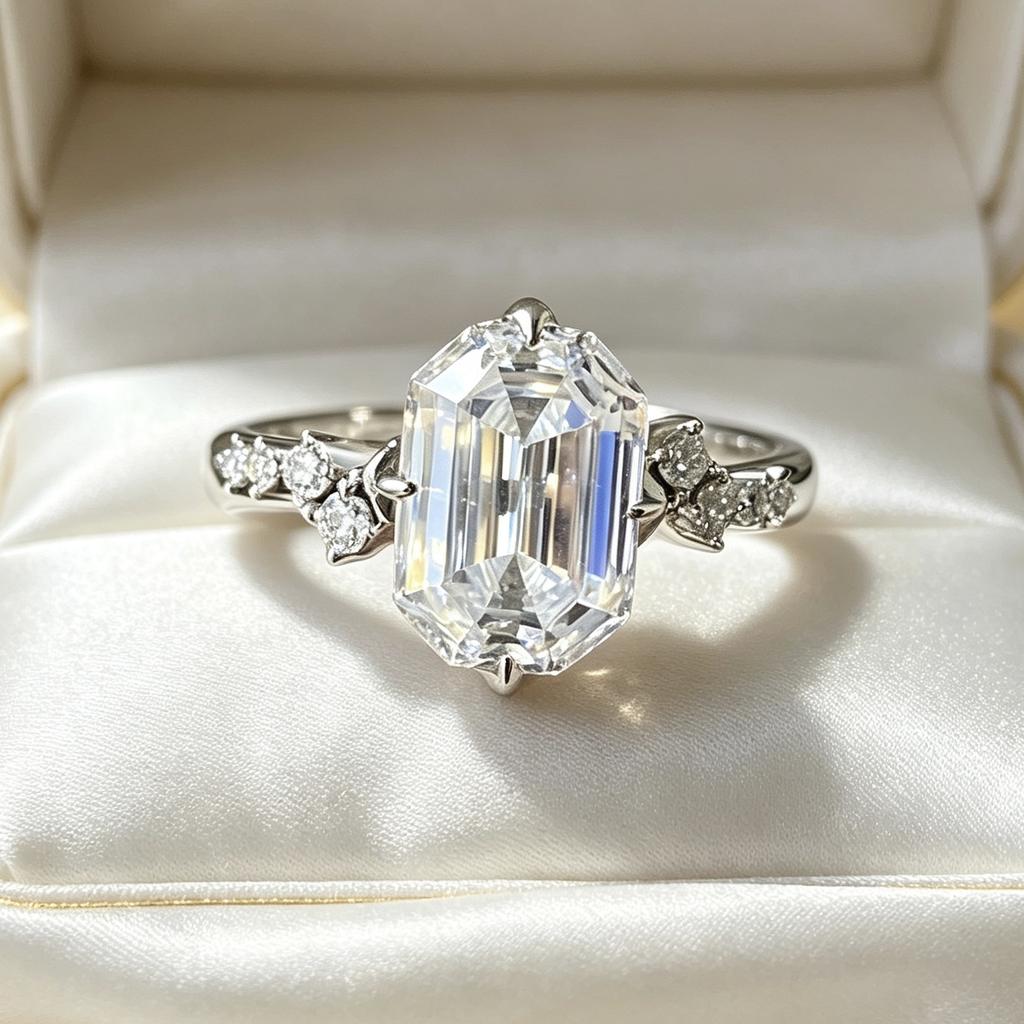 Classic Hexagonal Cut Sparkling Zircon Rings for Women Delicate Luxury Party Wedding Fashion Jewelry Accessories