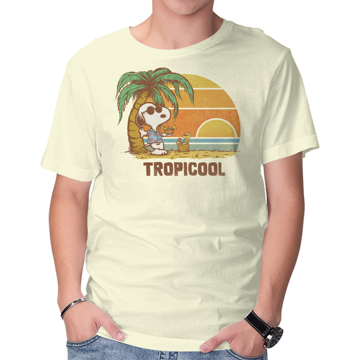 Unisex Crew Neck T-Shirt Tropicool Graphic Short Sleeve Casual Tee XS