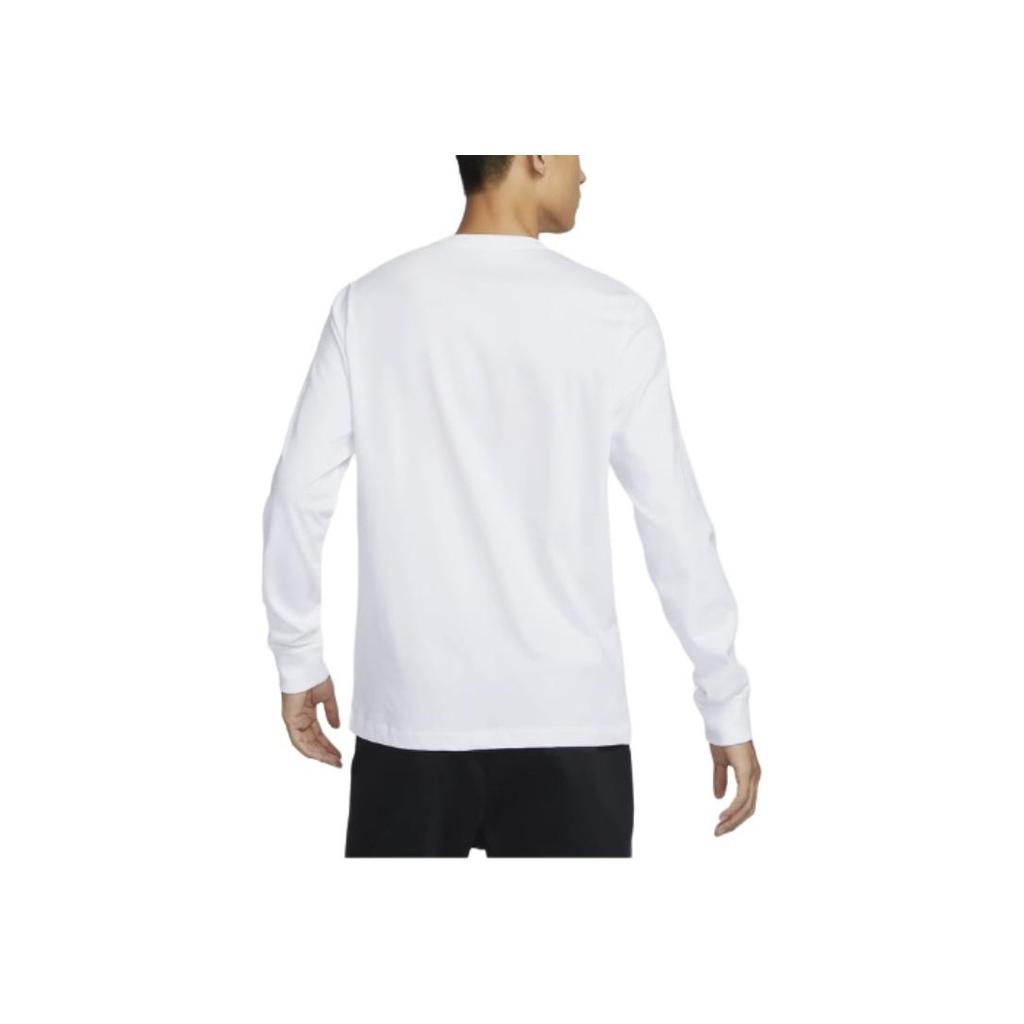 Nike Logo Round Neck Pullover Long Sleeve T-Shirt Men Tops White HF6198-100
