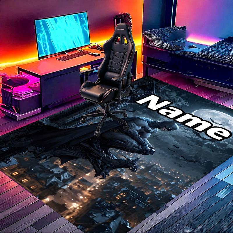 Custom Name Personalized Batman Print Carpet, Versatile Home Decor Rug, for Playroom, Apartment, Balcony, Entryway, Hallway Gift