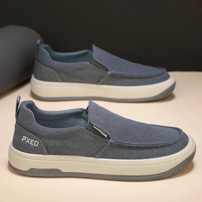 2025 Summer Men Breathable Casual Canvas Shoes Comfort Slip-on Loafer Soft Penny for Men Lightweight Driving Boat Shoes Loafers