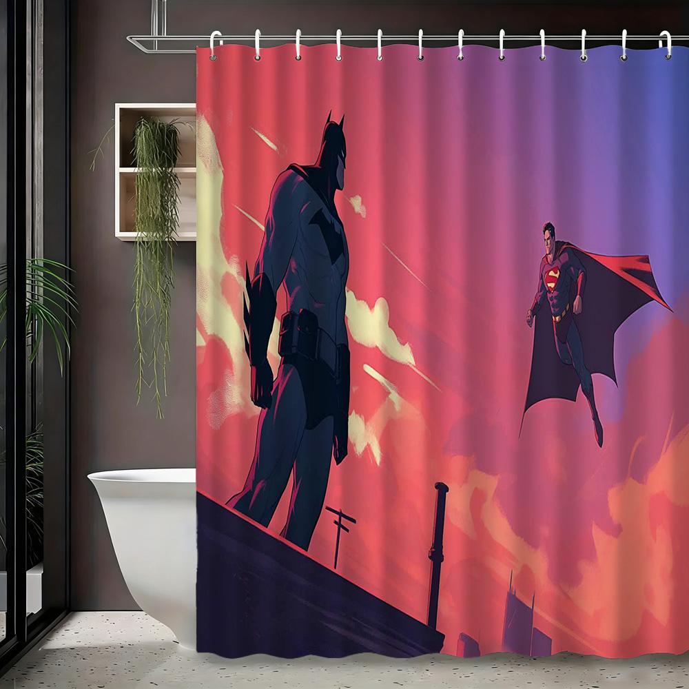 

Wonder Woman Artistic Waterproof Shower Curtain With Skulls & Birds, Superhero Bathroom Decor For Fans W60H190(CM)-1 Pcs