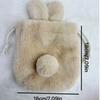 Fluffy Style Bunny Plush Pouch Large Capacity Rabbit Ear Bag  Cosmetic Storage