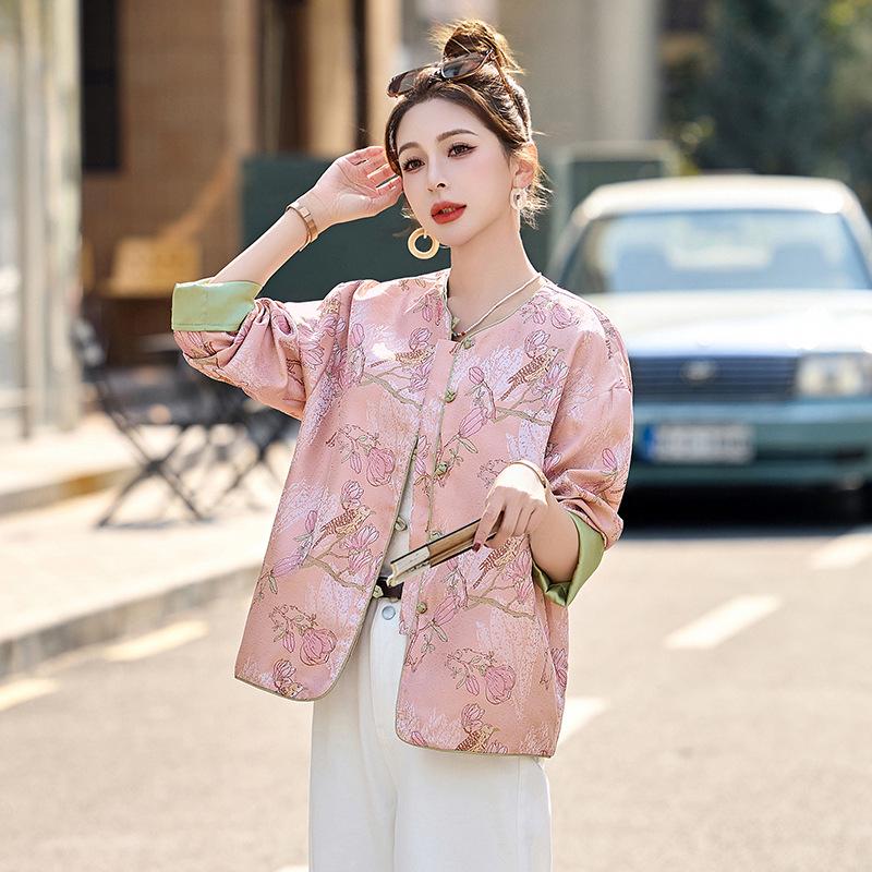 Women's Embroidered Chinese Style Coat - RX9205: Elegant Spring/Autumn Fashion 2025
