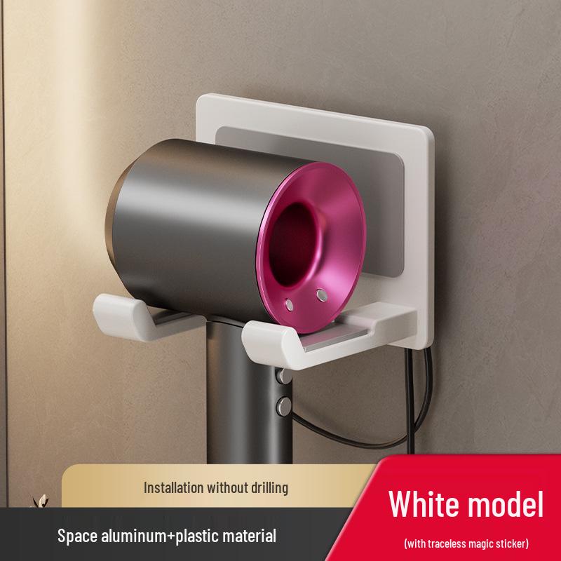 Punch-Free Wall-Mounted Hair Dryer Rack for Bathroom Storage