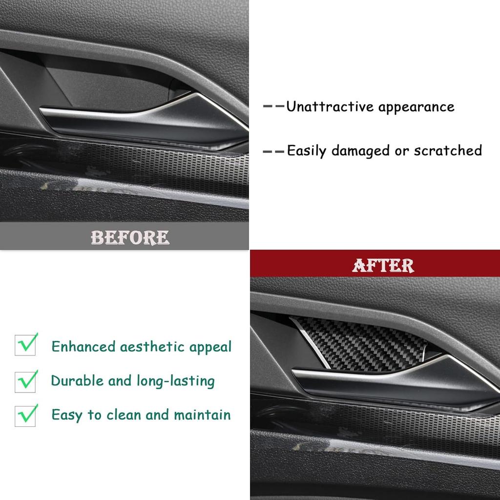 Real Carbon Fiber Car Interior Door Bowl Cover Trim Stickers Compatible with Volkswagen VW Golf 8 8.5 MK8 GTI 2021 2022 2023 Auto Accessories Decals