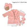 Cozy Cream Baby Robe with Matching Slippers and Scarf Perfect for Newborn Photography Props Infant Boys Girls Soft Lycra Fabric
