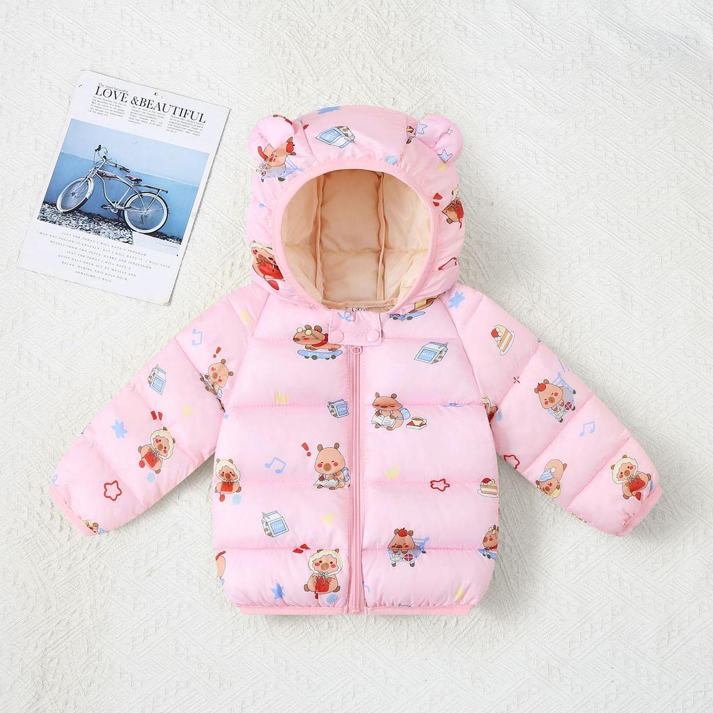 Children's Lightweight Autumn/Winter Cartoon Down Cotton Jacket for Boys and Girls - Small/Medium, Thickened Outerwear.